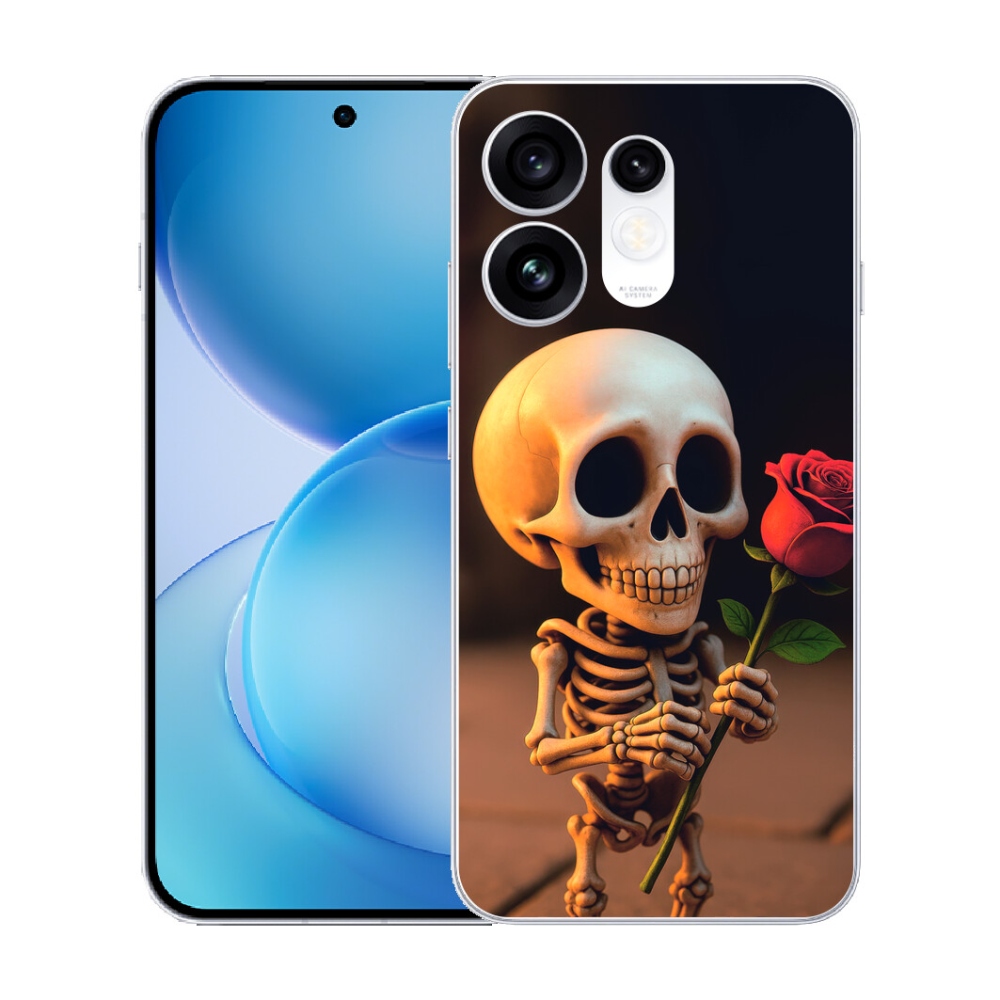 Gélový kryt mmCase na Oppo Reno 16 5G - kostlivec s ružou