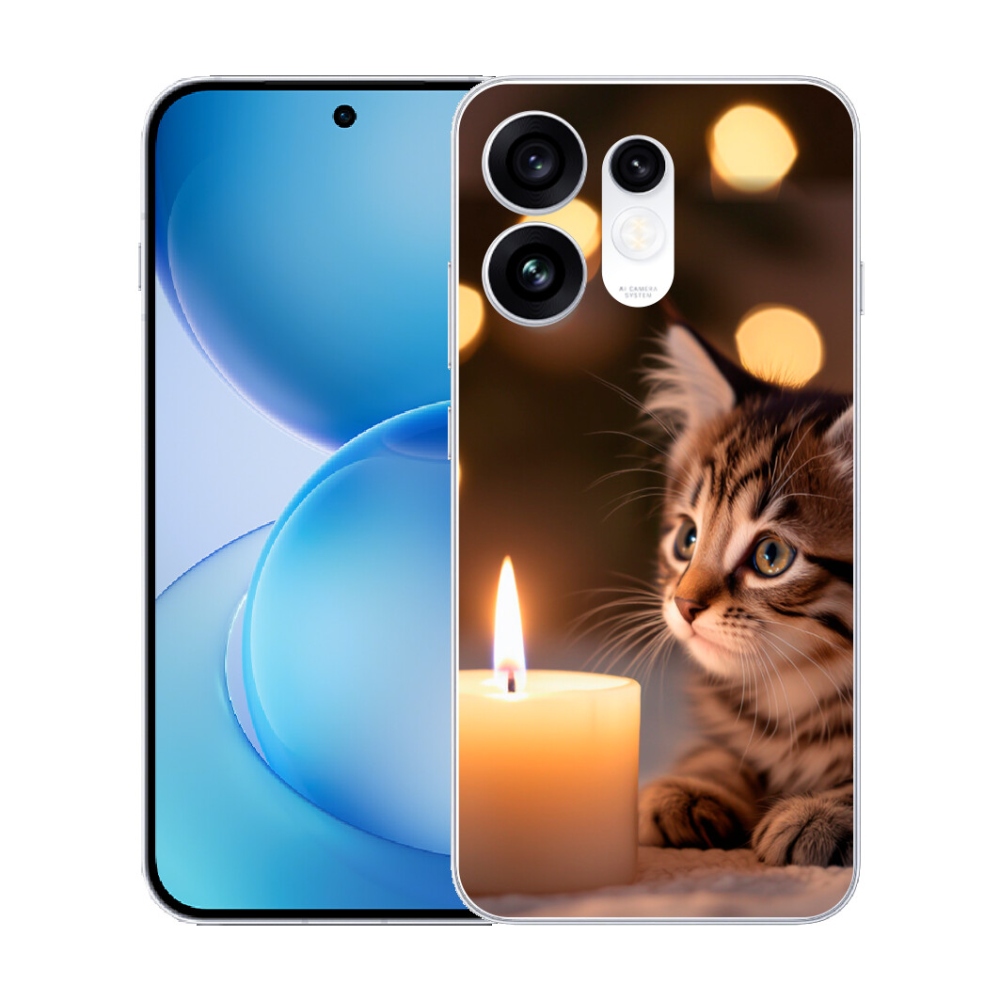 Gélový kryt mmCase na Oppo Reno 16 5G - mačiatko a sviečka