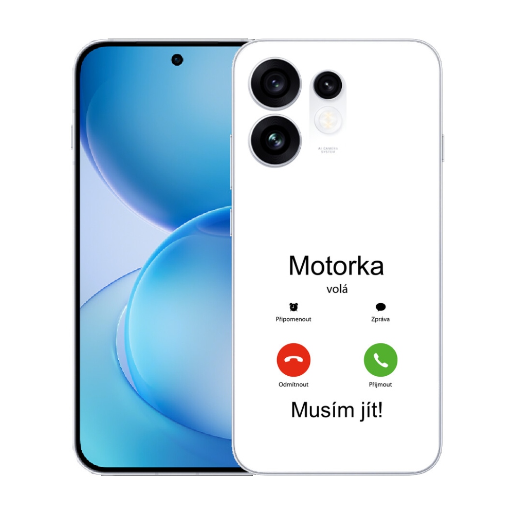 Gélový kryt mmCase na Oppo Reno 16 5G - motorka volá biele pozadie