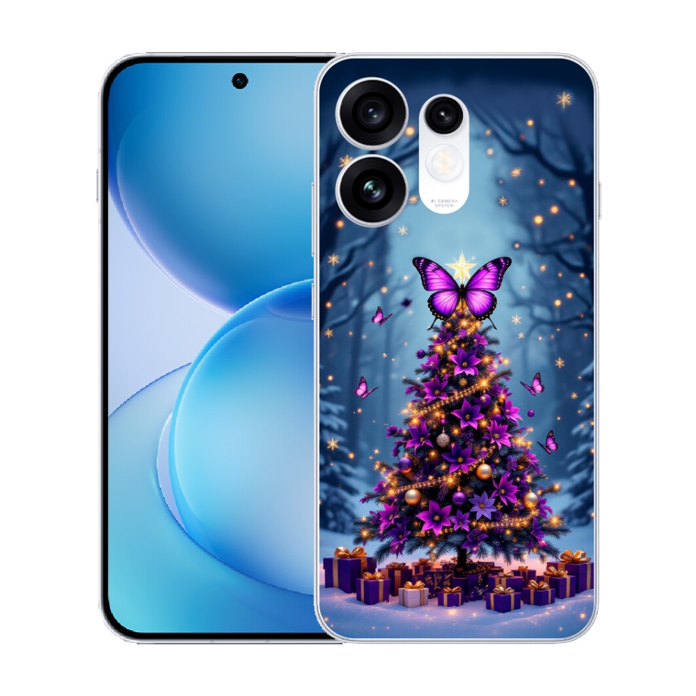 Gélový kryt mmCase na Oppo Reno 16 5G - motýlí vianočný stromček