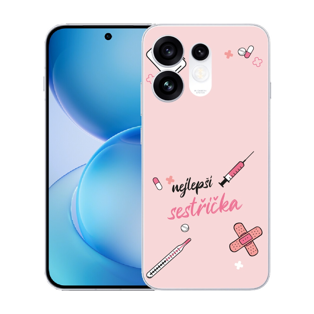 Gélový kryt mmCase na Oppo Reno 16 5G - najlepšia sestrička ružové pozadie