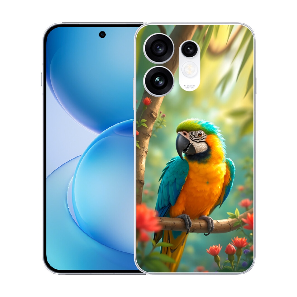 Gélový kryt mmCase na Oppo Reno 16 5G - papagáj ara modrožltá