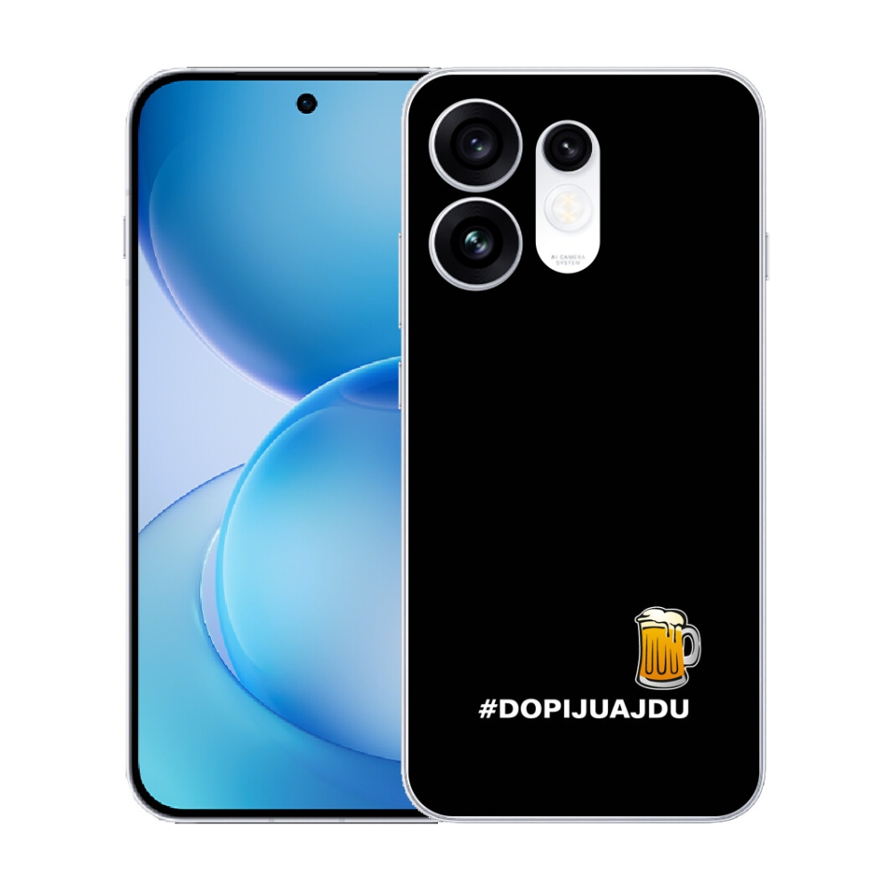 Gélový kryt mmCase na Oppo Reno 16 5G - pivný motív 1 čierne pozadie