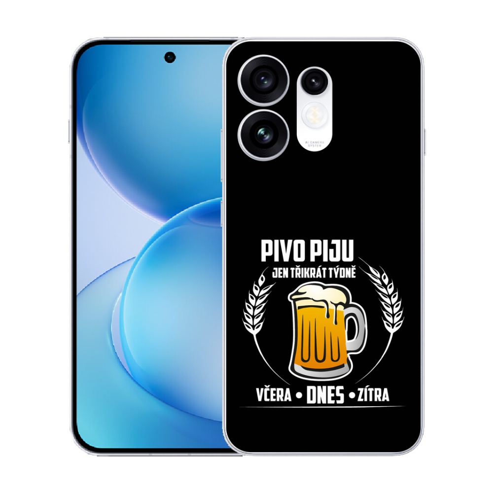 Gélový kryt mmCase na Oppo Reno 16 5G - pivný motív čierne pozadie