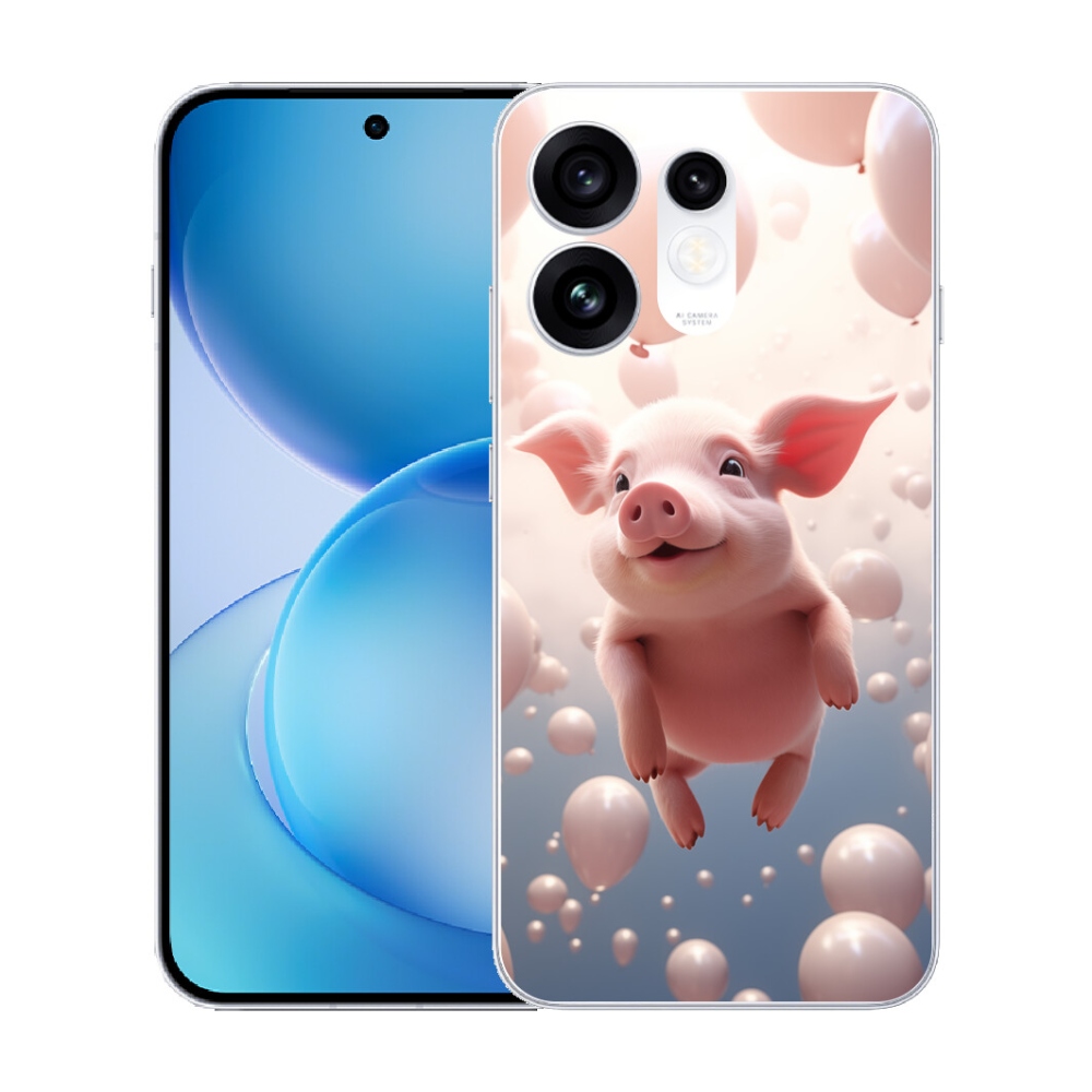 Gélový kryt mmCase na Oppo Reno 16 5G - prasiatko s balónikmi