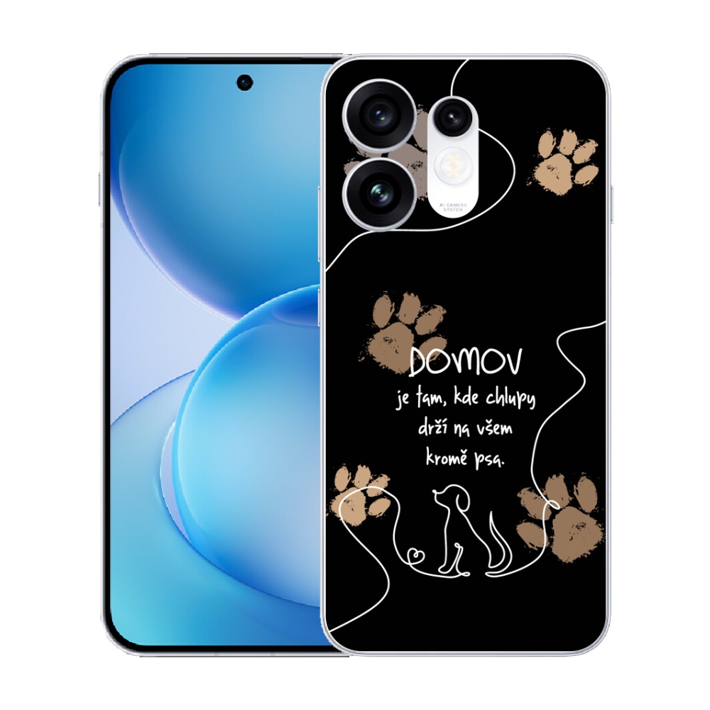 Gélový kryt mmCase na Oppo Reno 16 5G - psí motív čierne pozadie