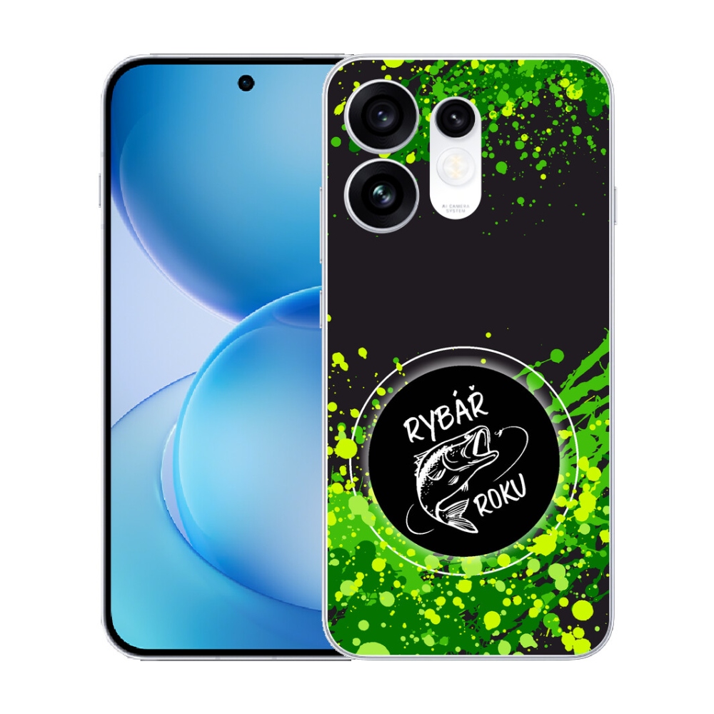 Gélový kryt mmCase na Oppo Reno 16 5G - rybár roku čierne pozadie