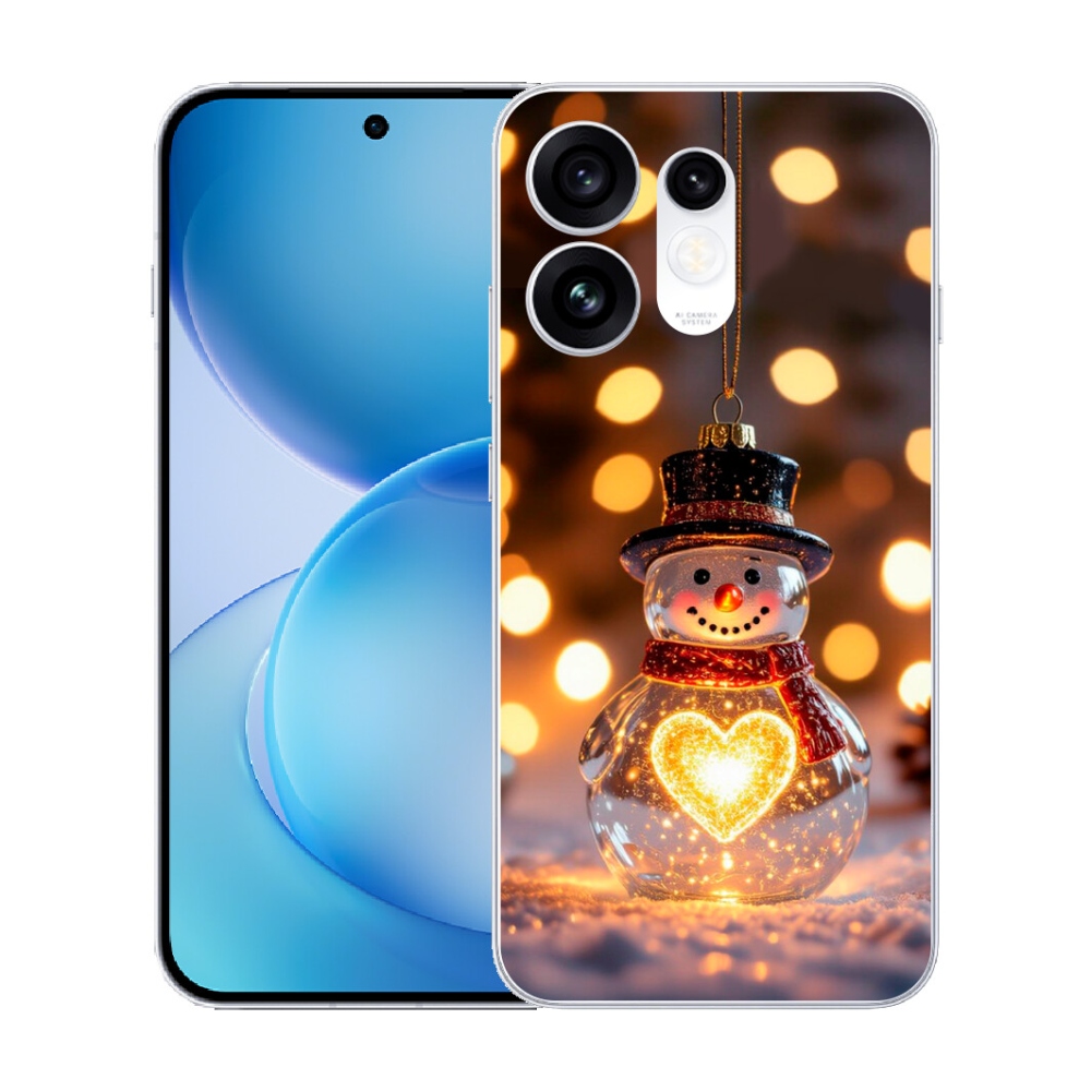 Gélový kryt mmCase na Oppo Reno 16 5G - svietiaci vianočný snehuliak