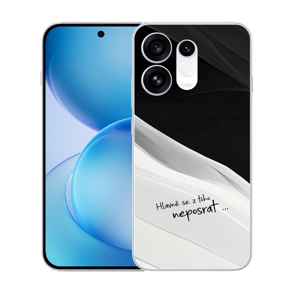 Gélový kryt mmCase na Oppo Reno 16 5G - vtipný text 13 bieločierne pozadie