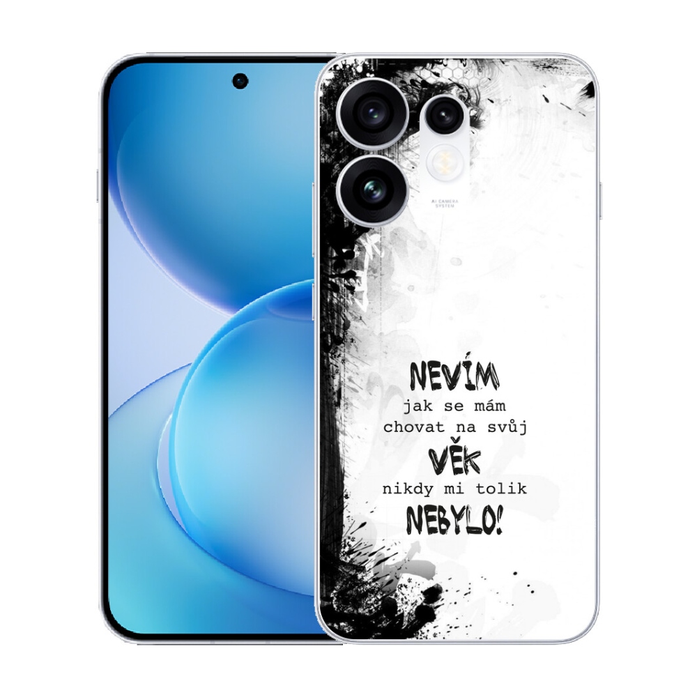 Gélový kryt mmCase na Oppo Reno 16 5G - vtipný text 14 biele pozadie
