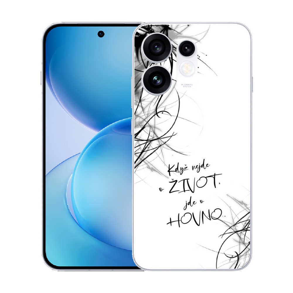 Gélový kryt mmCase na Oppo Reno 16 5G - vtipný text 16 biele pozadie
