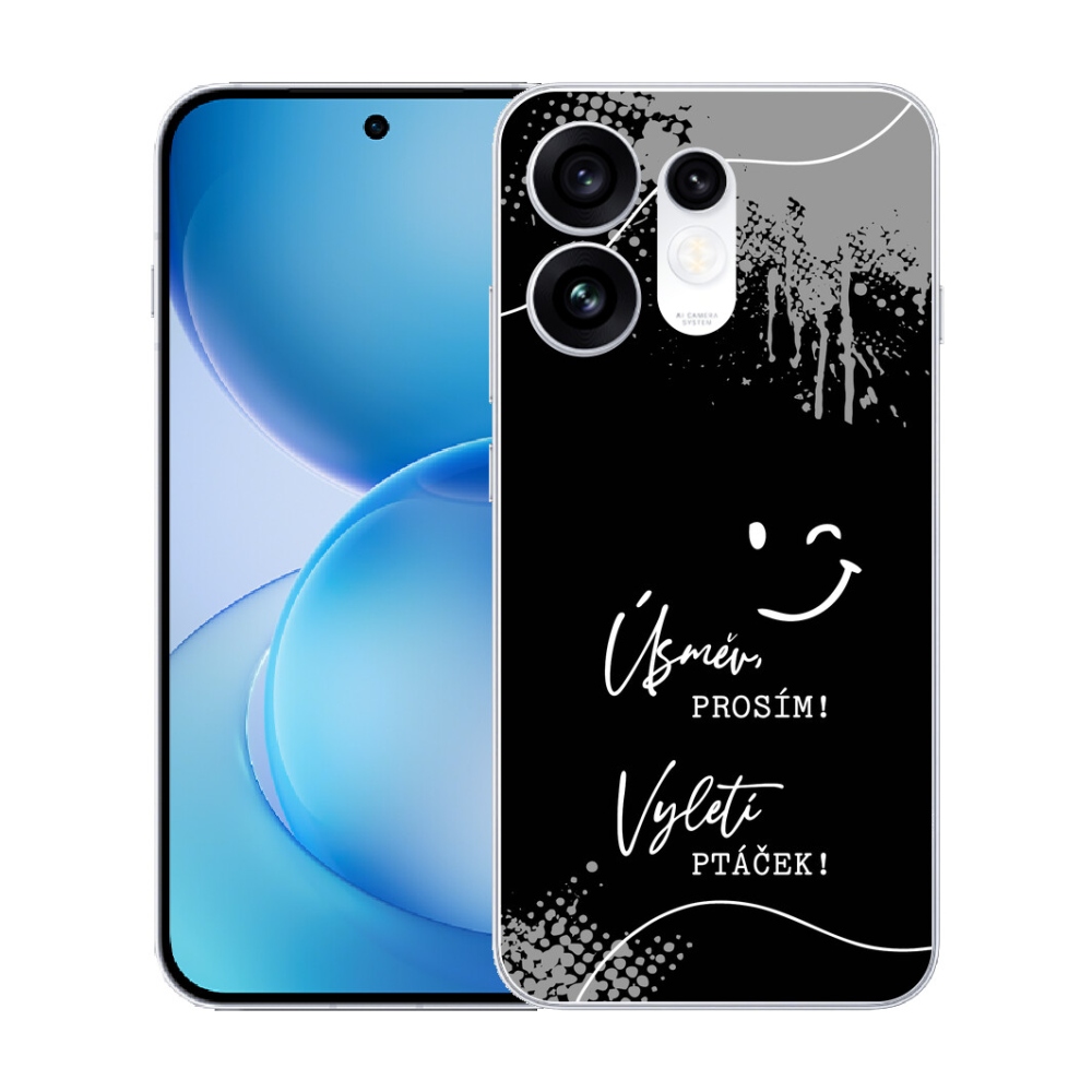 Gélový kryt mmCase na Oppo Reno 16 5G - vtipný text 4 čierne pozadie