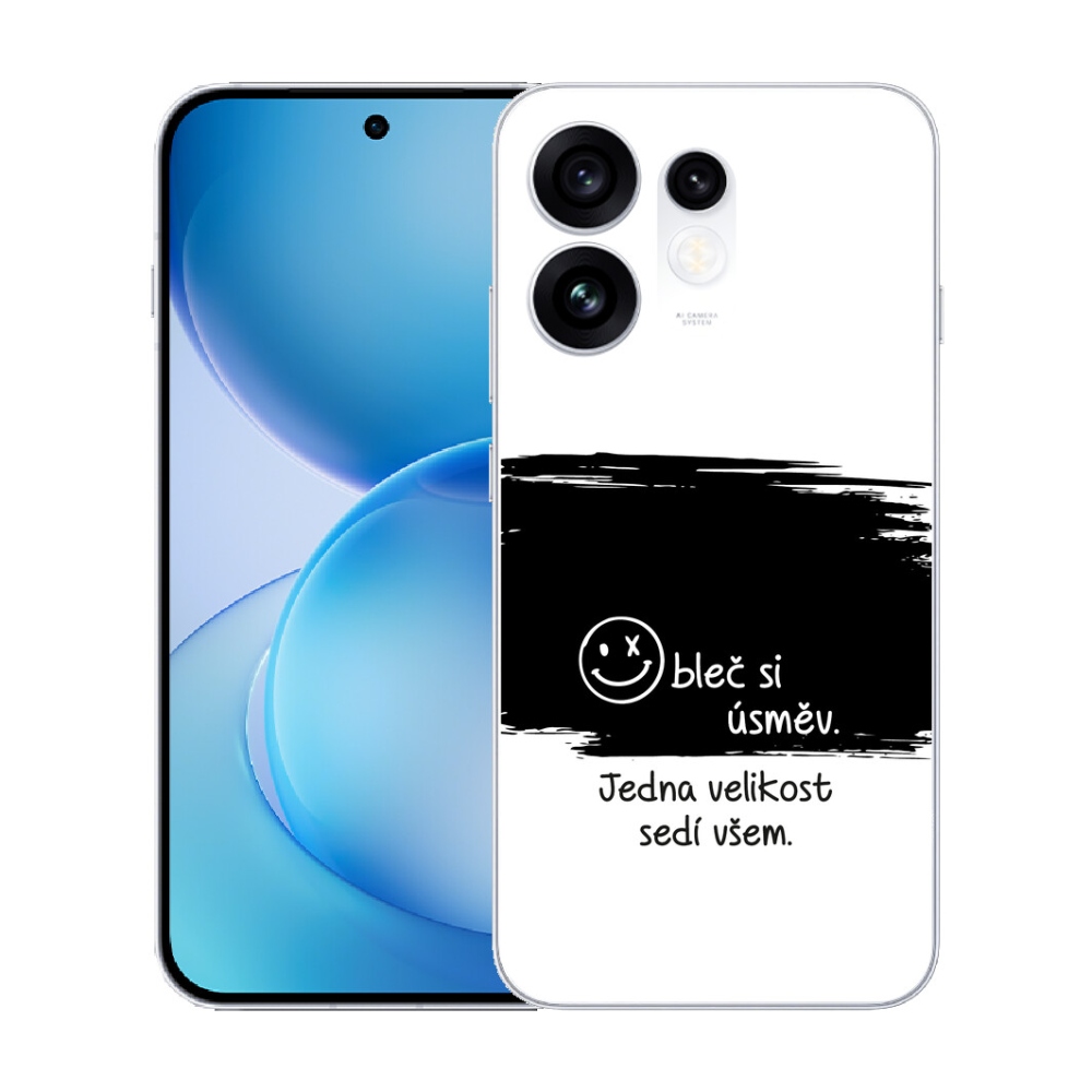 Gélový kryt mmCase na Oppo Reno 16 5G - vtipný text 8 čiernobiele pozadie