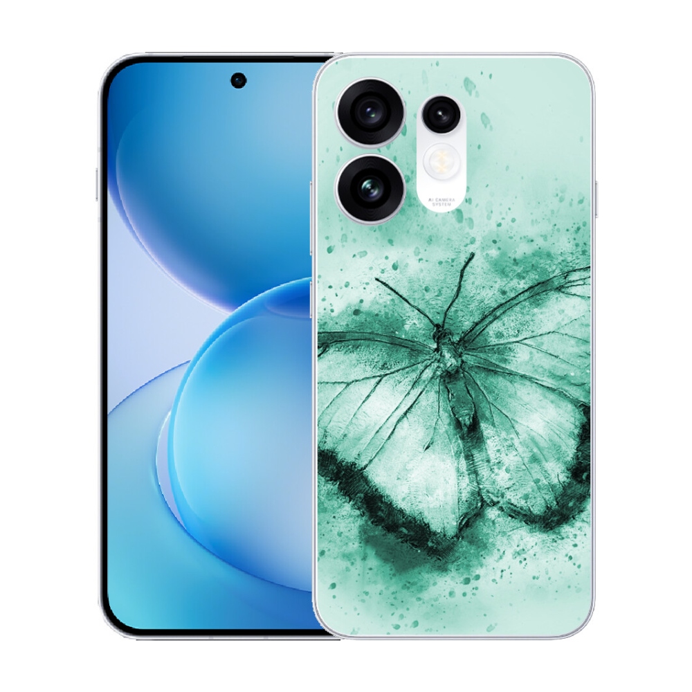 Gélový kryt mmCase na Oppo Reno 16 5G - zelený motýľ