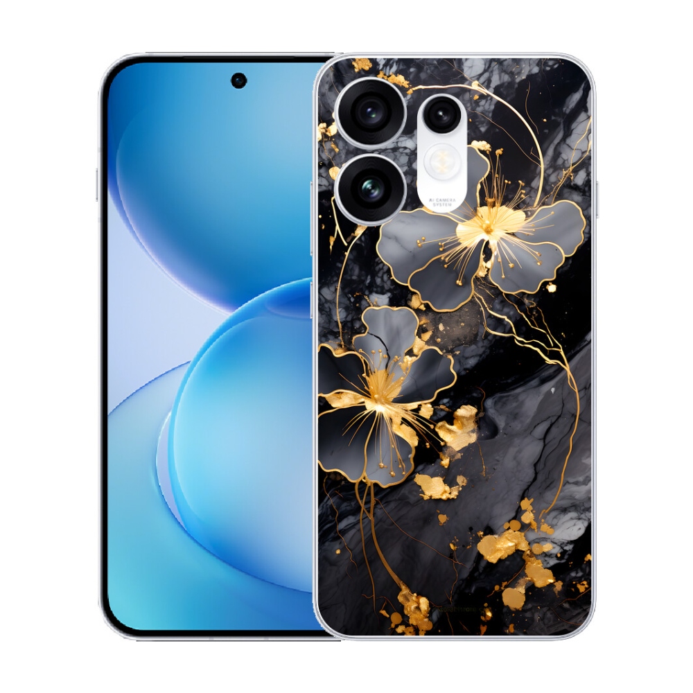Gélový kryt mmCase na Oppo Reno 16 5G - zlaté kvety