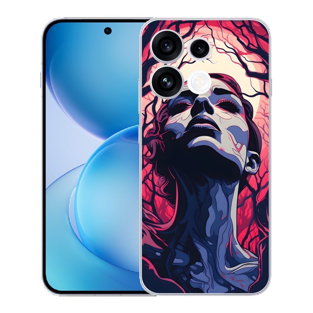 Gélový kryt mmCase na Oppo Reno 16 FS 5G - abstraktná tvár