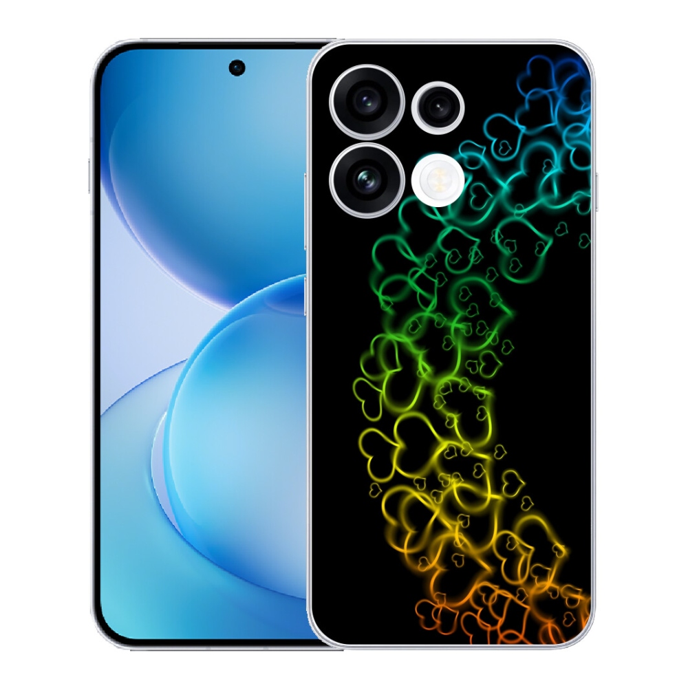 Gélový kryt mmCase na Oppo Reno 16 FS 5G - farebné srdiečka