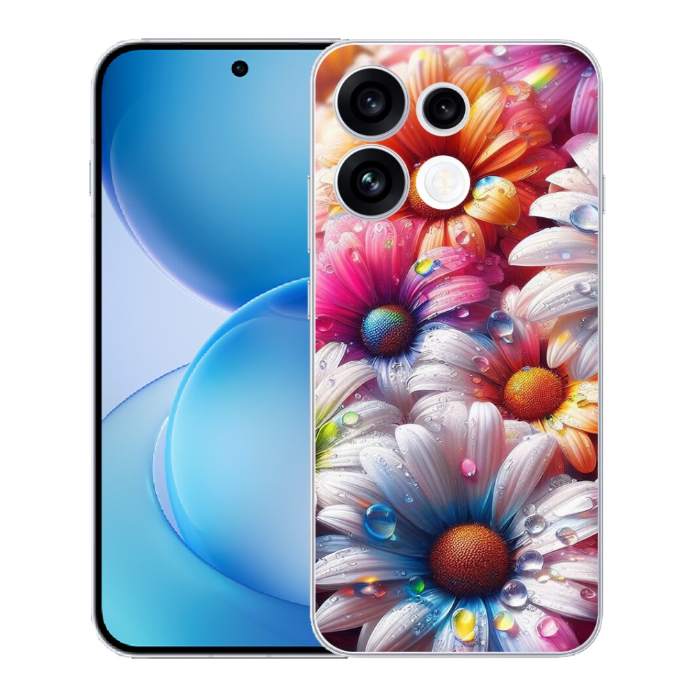 Gélový kryt mmCase na Oppo Reno 16 FS 5G - farebné margaréty