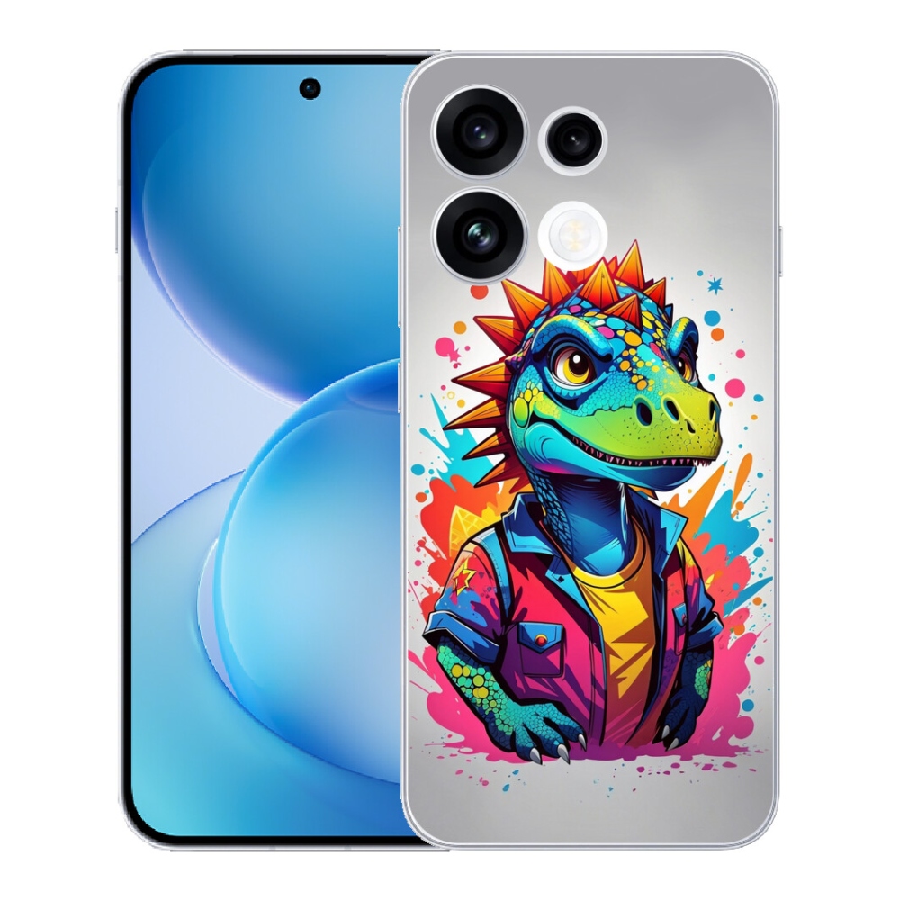 Gélový kryt mmCase na Oppo Reno 16 FS 5G - farebný dinosaurus