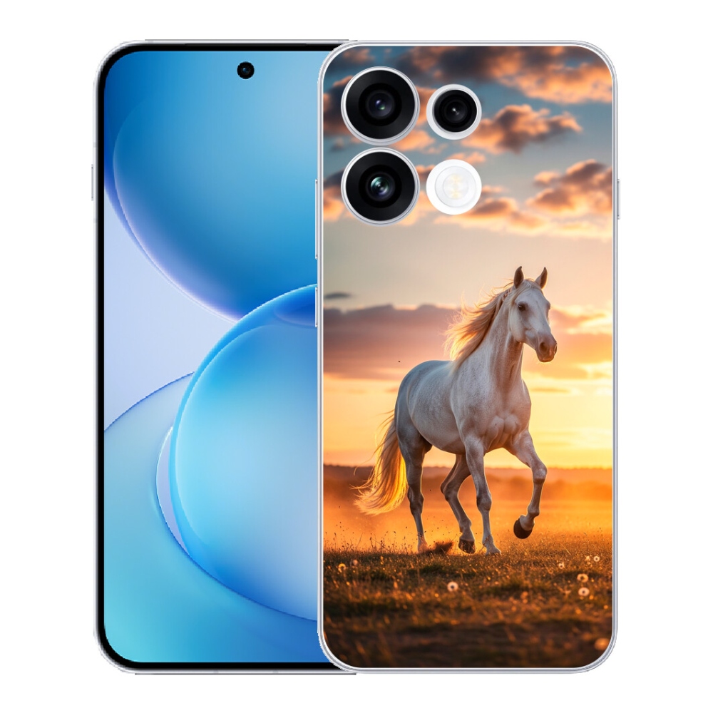 Gélový kryt mmCase na Oppo Reno 16 FS 5G - bežiaci biely kôň 2