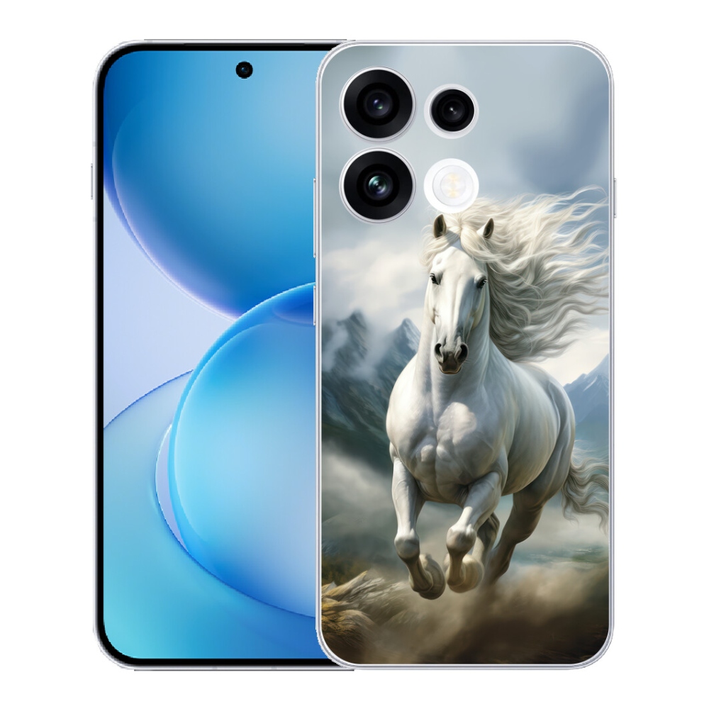 Gélový kryt mmCase na Oppo Reno 16 FS 5G - bežiaci biely kôň 3