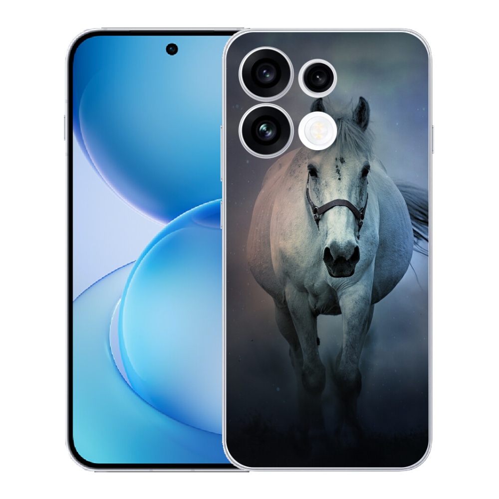 Gélový kryt mmCase na Oppo Reno 16 FS 5G - bežiaci biely kôň
