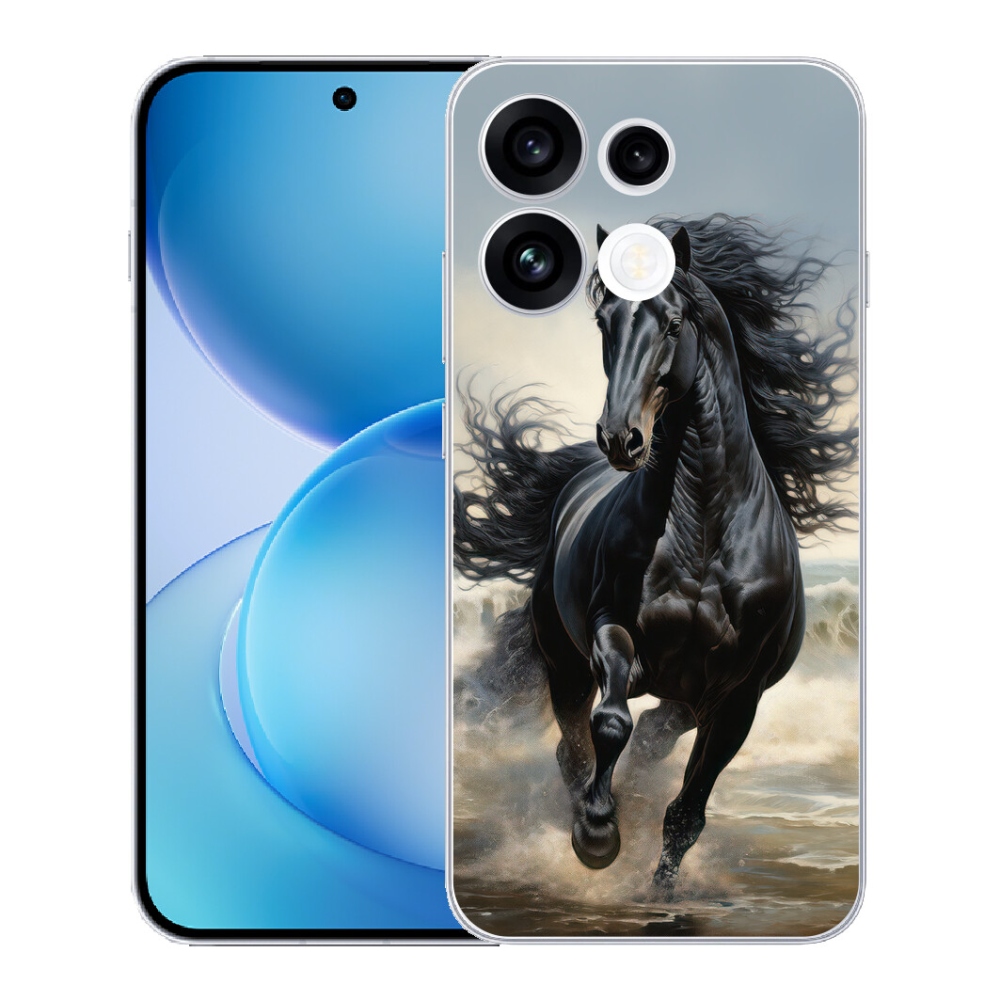 Gélový kryt mmCase na Oppo Reno 16 FS 5G - bežiaci čierny kôň