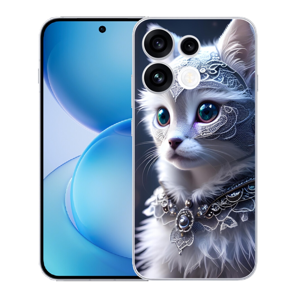 Gélový kryt mmCase na Oppo Reno 16 FS 5G - biela mačka