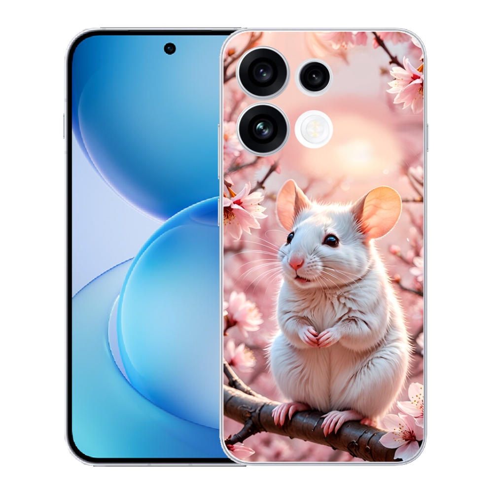 Gélový kryt mmCase na Oppo Reno 16 FS 5G - biela myš na vetve