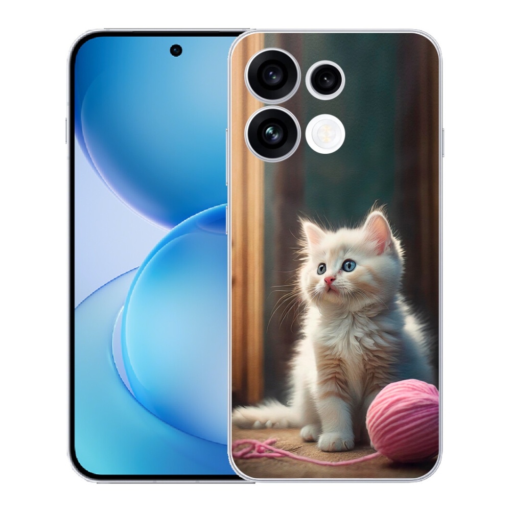 Gélový kryt mmCase na Oppo Reno 16 FS 5G - biele mačiatko 2