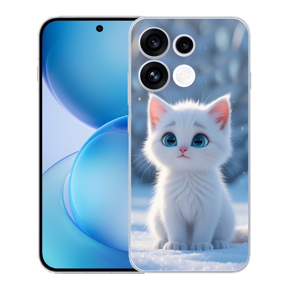 Gélový kryt mmCase na Oppo Reno 16 FS 5G - biele mačiatko 3