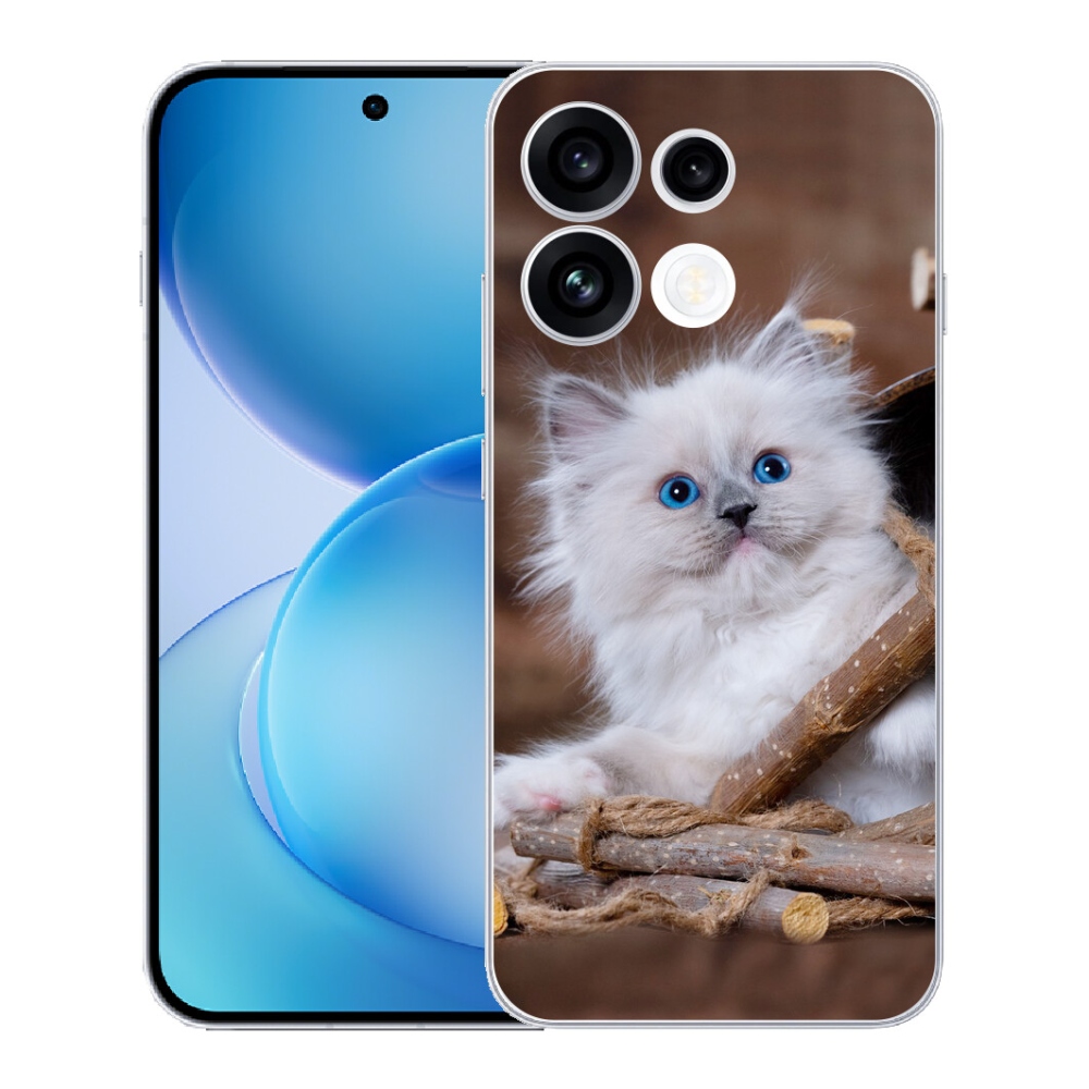 Gélový kryt mmCase na Oppo Reno 16 FS 5G - biele mačiatko