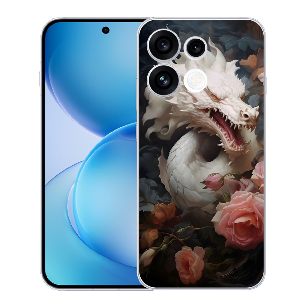 Gélový kryt mmCase na Oppo Reno 16 FS 5G - biely drak