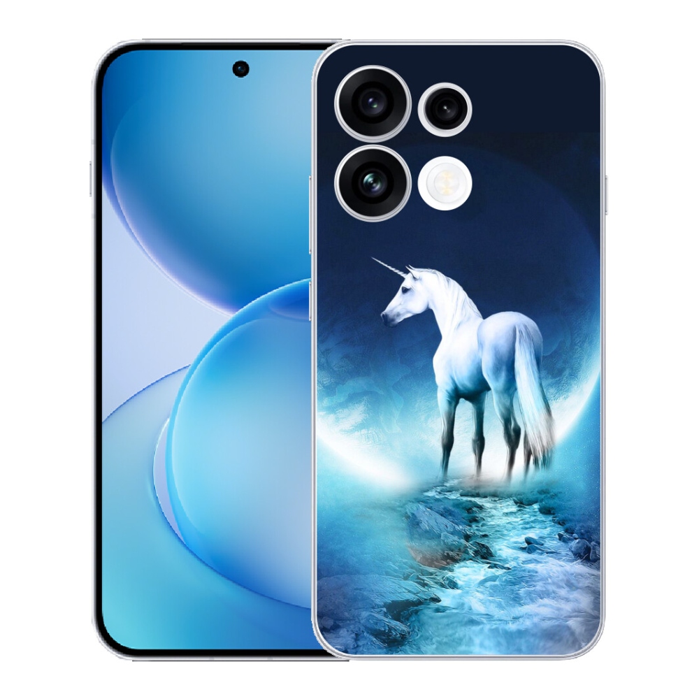 Gélový kryt mmCase na Oppo Reno 16 FS 5G - biely jednorožec