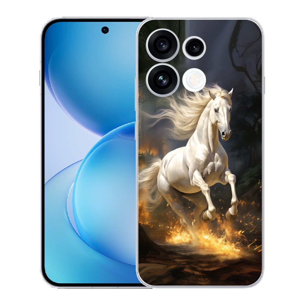 Gélový kryt mmCase na Oppo Reno 16 FS 5G - biely kôň 2