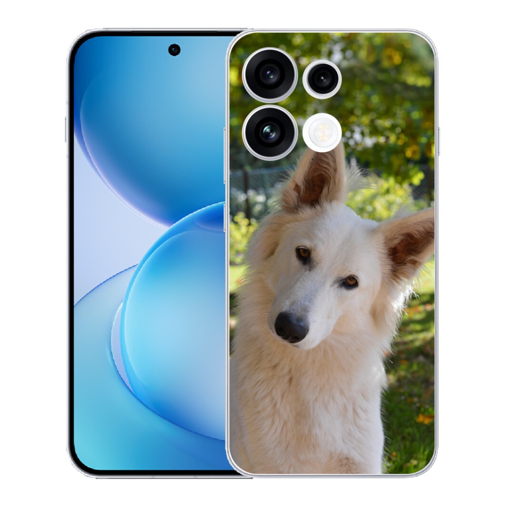 Gélový kryt mmCase na Oppo Reno 16 FS 5G - biely švajčiarsky ovčiak 1