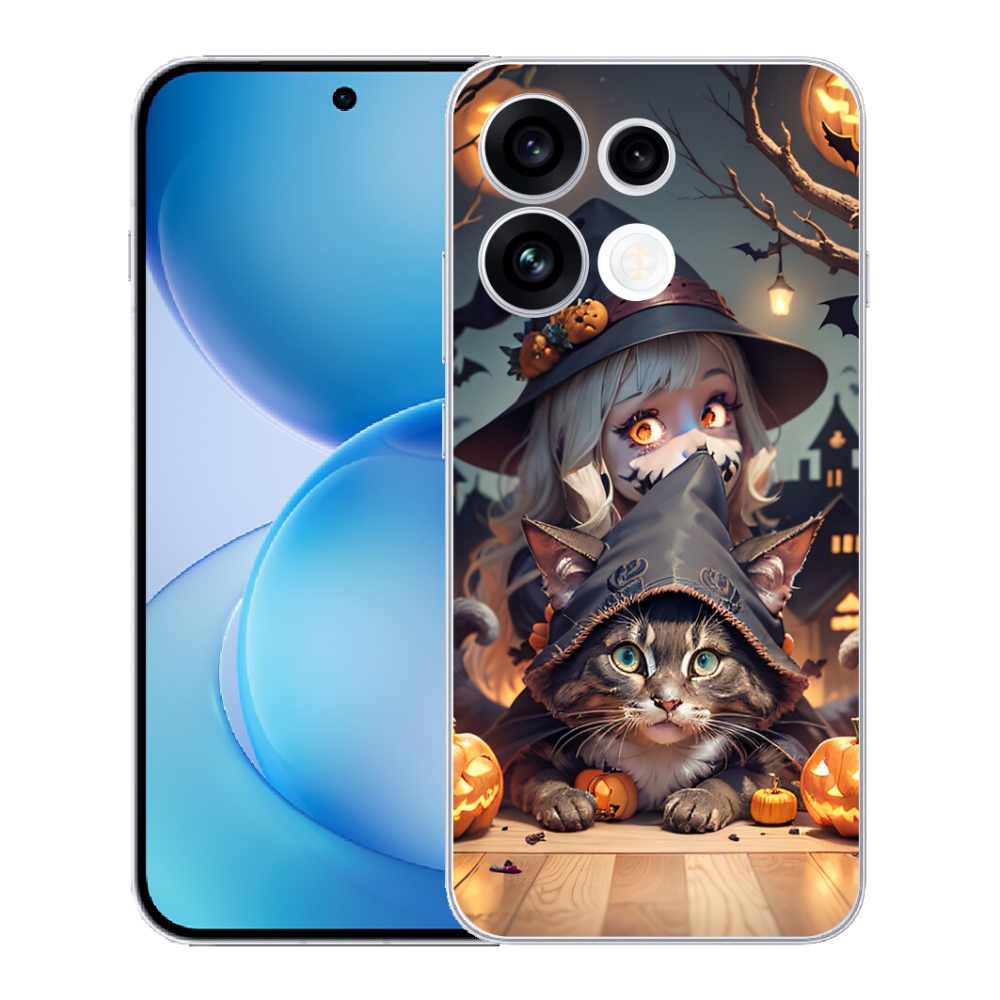 Gélový kryt mmCase na Oppo Reno 16 FS 5G - čarodejnica s mačkou