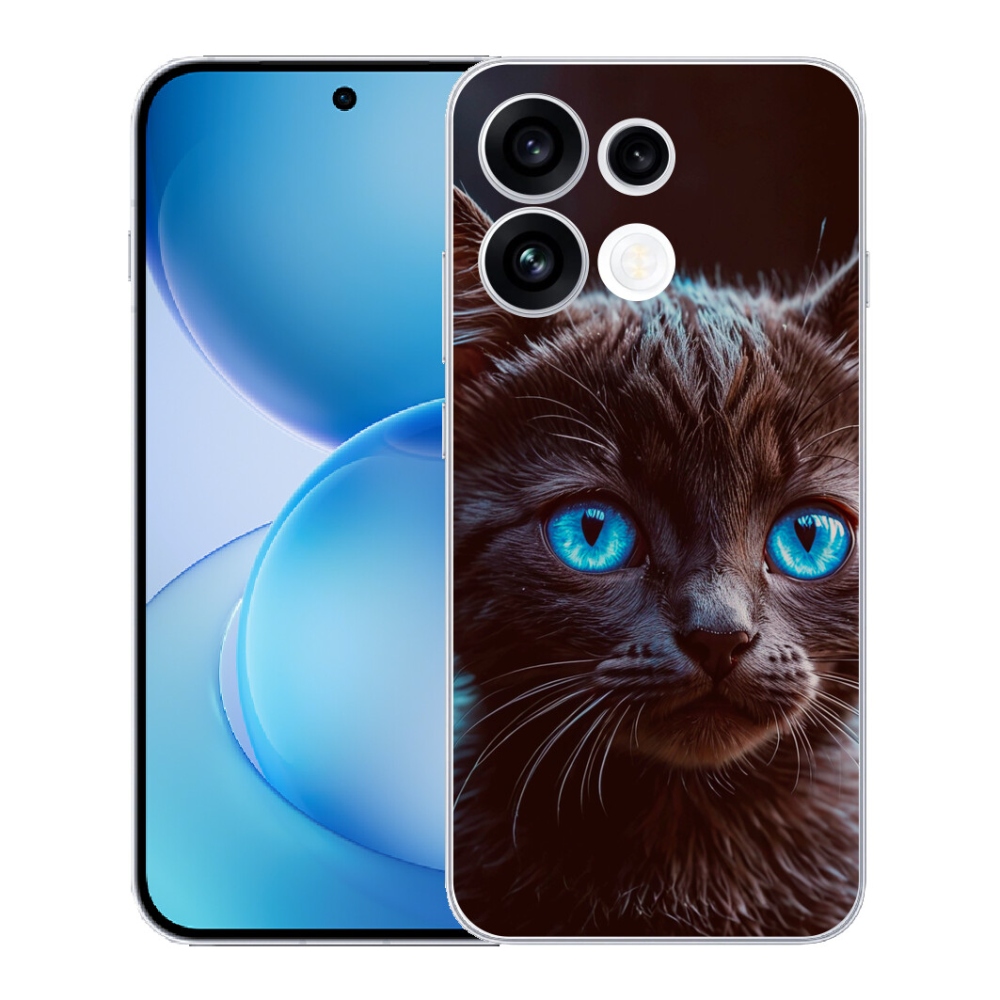 Gélový kryt mmCase na Oppo Reno 16 FS 5G - čierne mačiatko 2