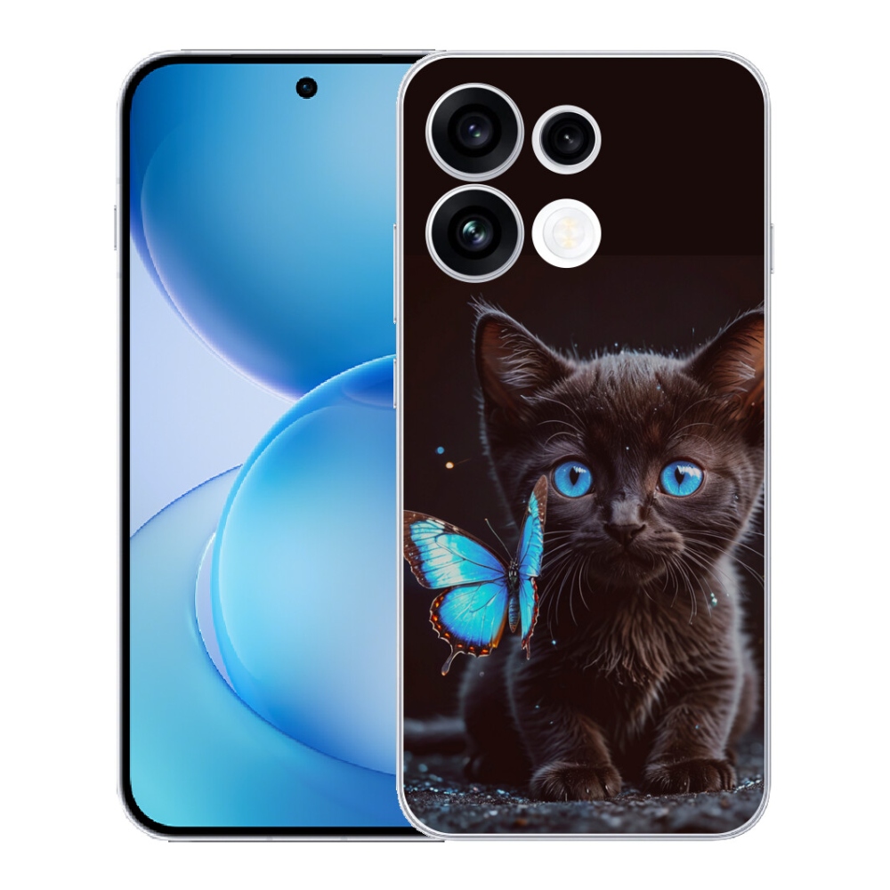 Gélový kryt mmCase na Oppo Reno 16 FS 5G - čierne mačiatko 3