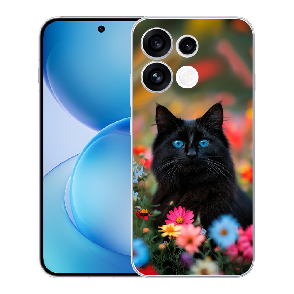 Gélový kryt mmCase na Oppo Reno 16 FS 5G - čierne mačiatko 4