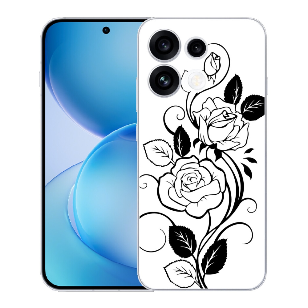 Gélový kryt mmCase na Oppo Reno 16 FS 5G - čiernobiela ruža