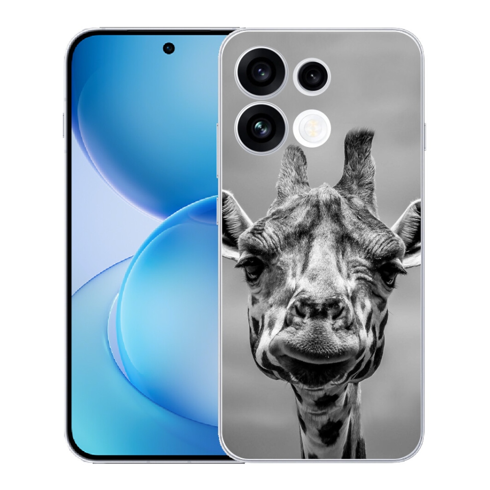 Gélový kryt mmCase na Oppo Reno 16 FS 5G - čiernobiela žirafa