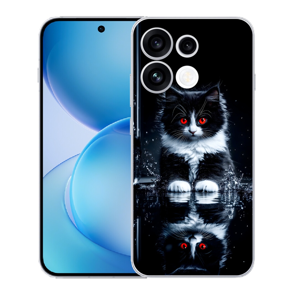 Gélový kryt mmCase na Oppo Reno 16 FS 5G - čiernobiele mačiatko