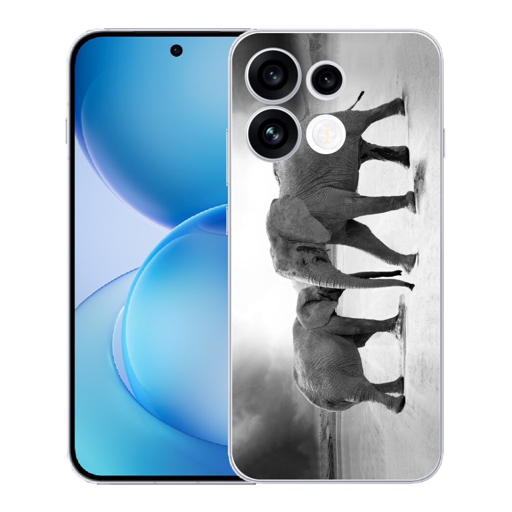 Gélový kryt mmCase na Oppo Reno 16 FS 5G - čiernobieli slony