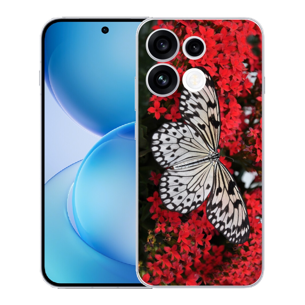 Gélový kryt mmCase na Oppo Reno 16 FS 5G - čiernobiely motýľ 1
