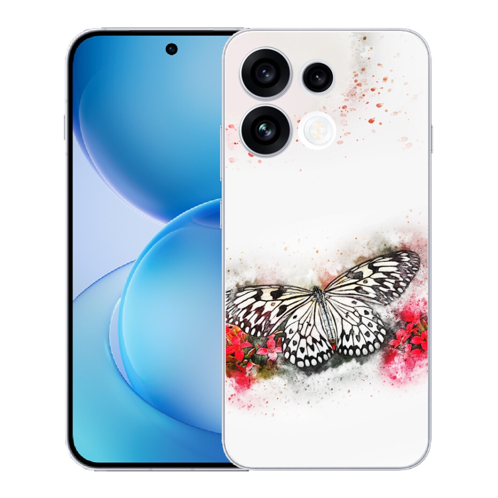 Gélový kryt mmCase na Oppo Reno 16 FS 5G - čiernobiely motýľ