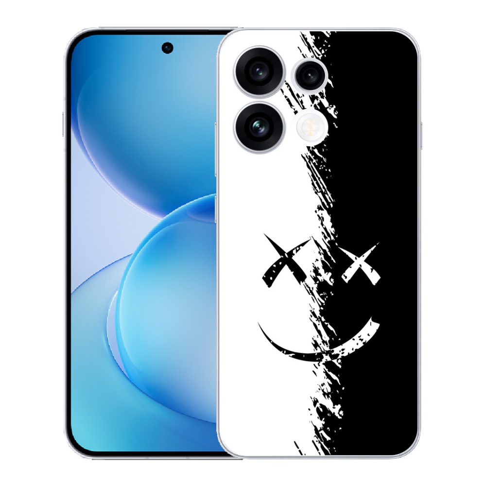Gélový kryt mmCase na Oppo Reno 16 FS 5G - čiernobiely smajlík