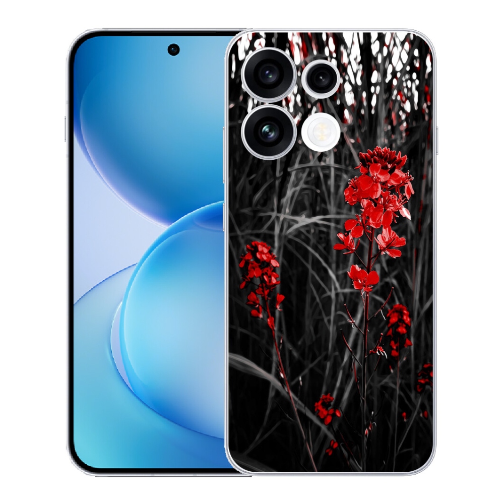 Gélový kryt mmCase na Oppo Reno 16 FS 5G - červená rastlina