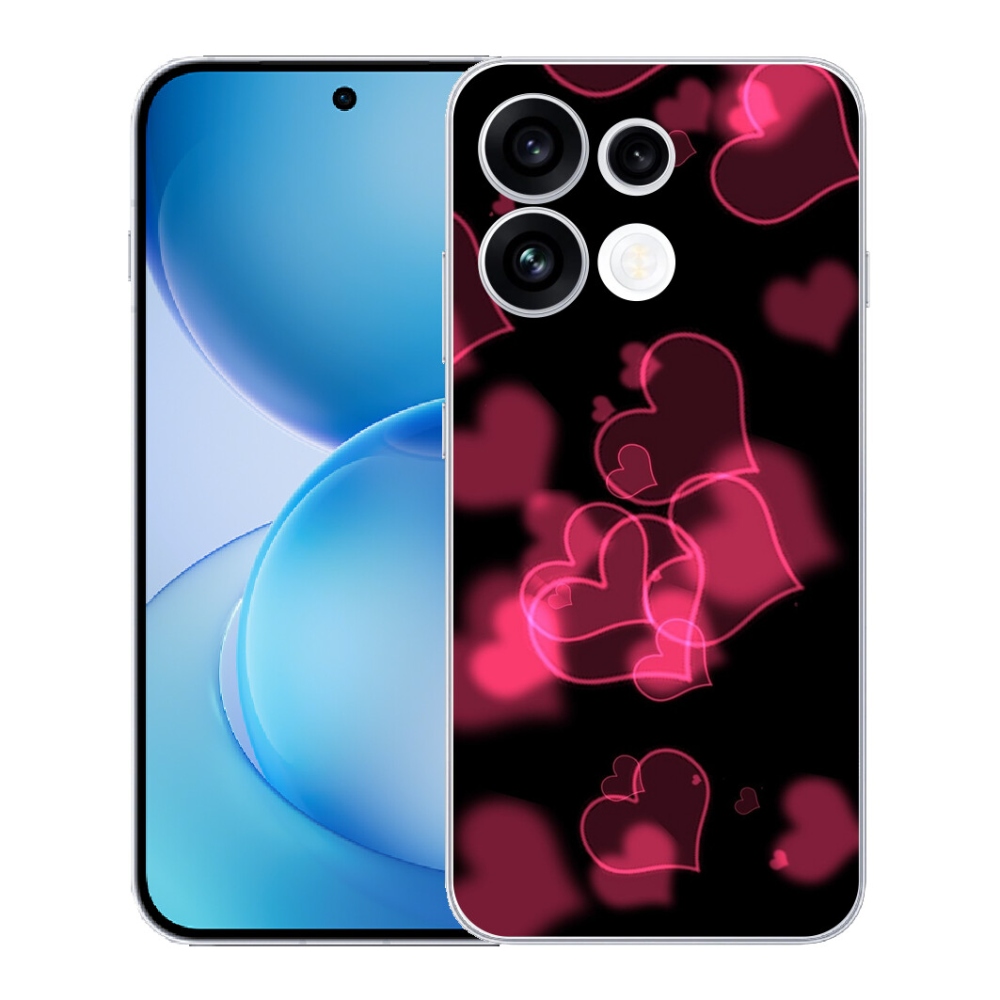 Gélový kryt mmCase na Oppo Reno 16 FS 5G - červená srdiečka