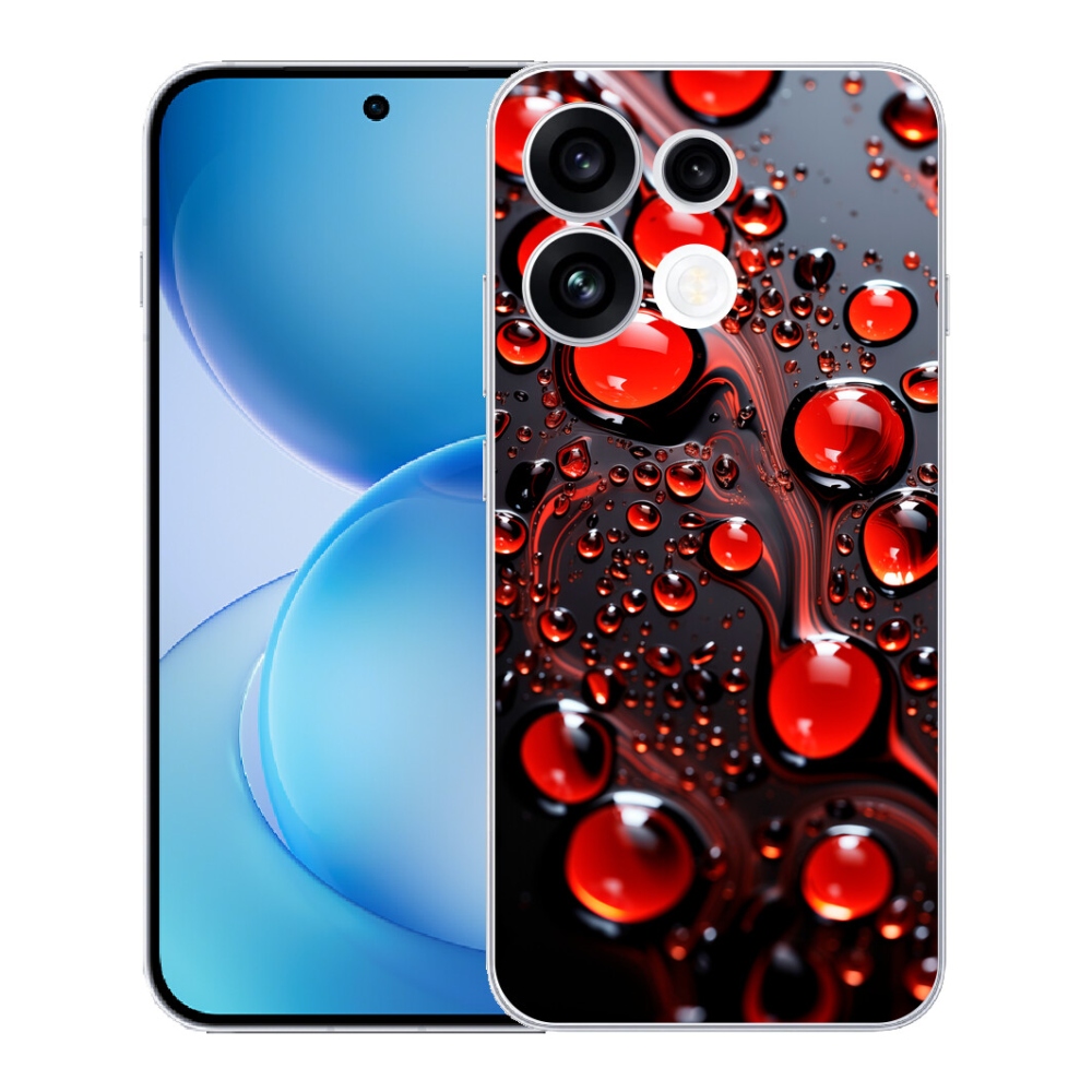 Gélový kryt mmCase na Oppo Reno 16 FS 5G - červené kvapky 2